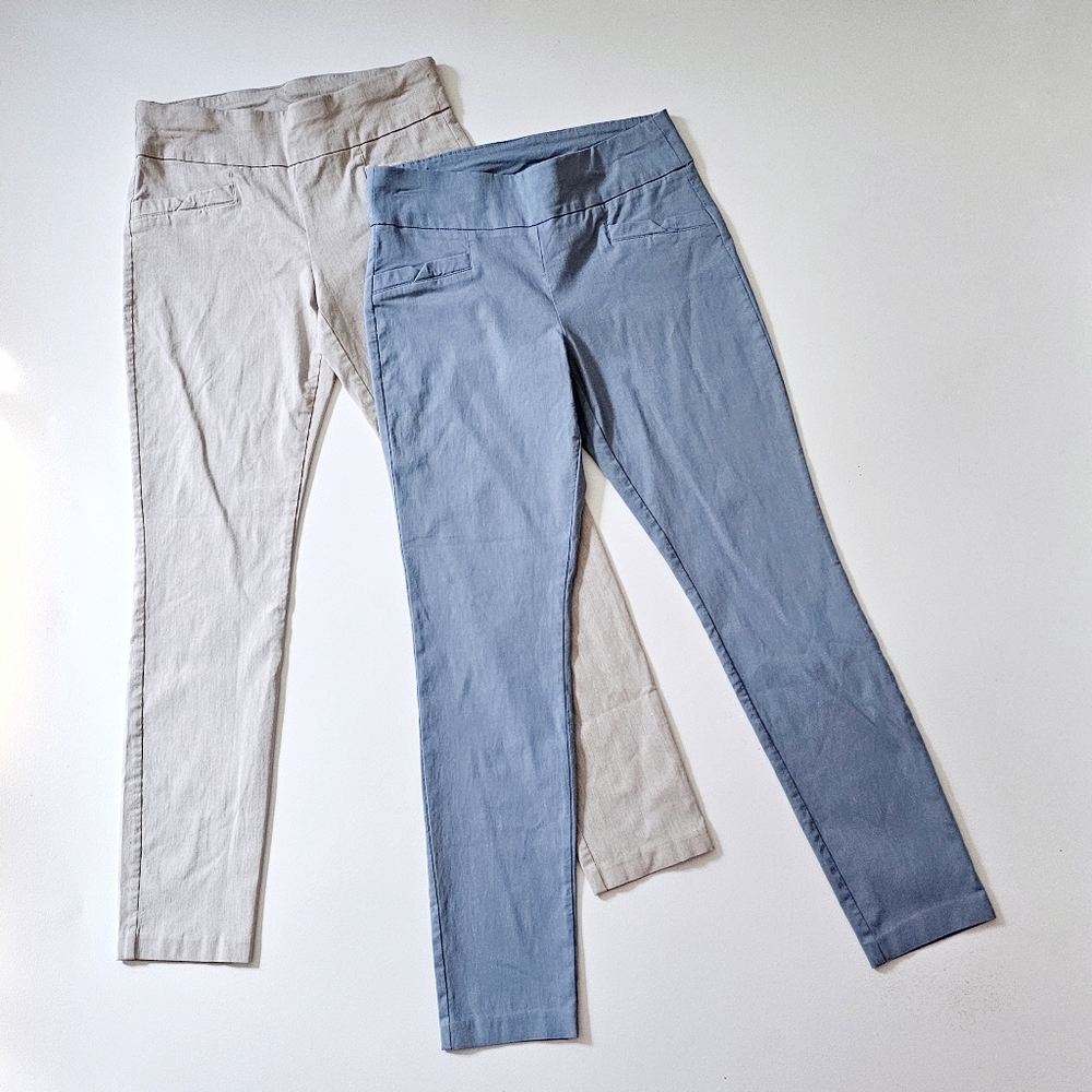 Joe B by Joe Benbasset Pull-On Stretch 2 Pairs Pants - Blue & Beige, Size Medium